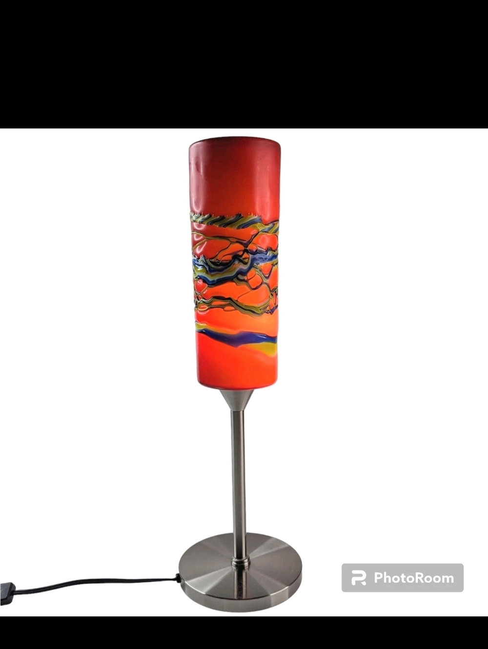 Azerbaijan Lamp Studio Art Glass Red Orange Blue Nickel Azerbaijan Unique